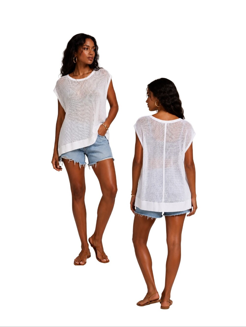 Rag & Bone JEAN Odette Tee White Mesh Open Knit Pullover Top Size L NWT - Picture 8 of 16
